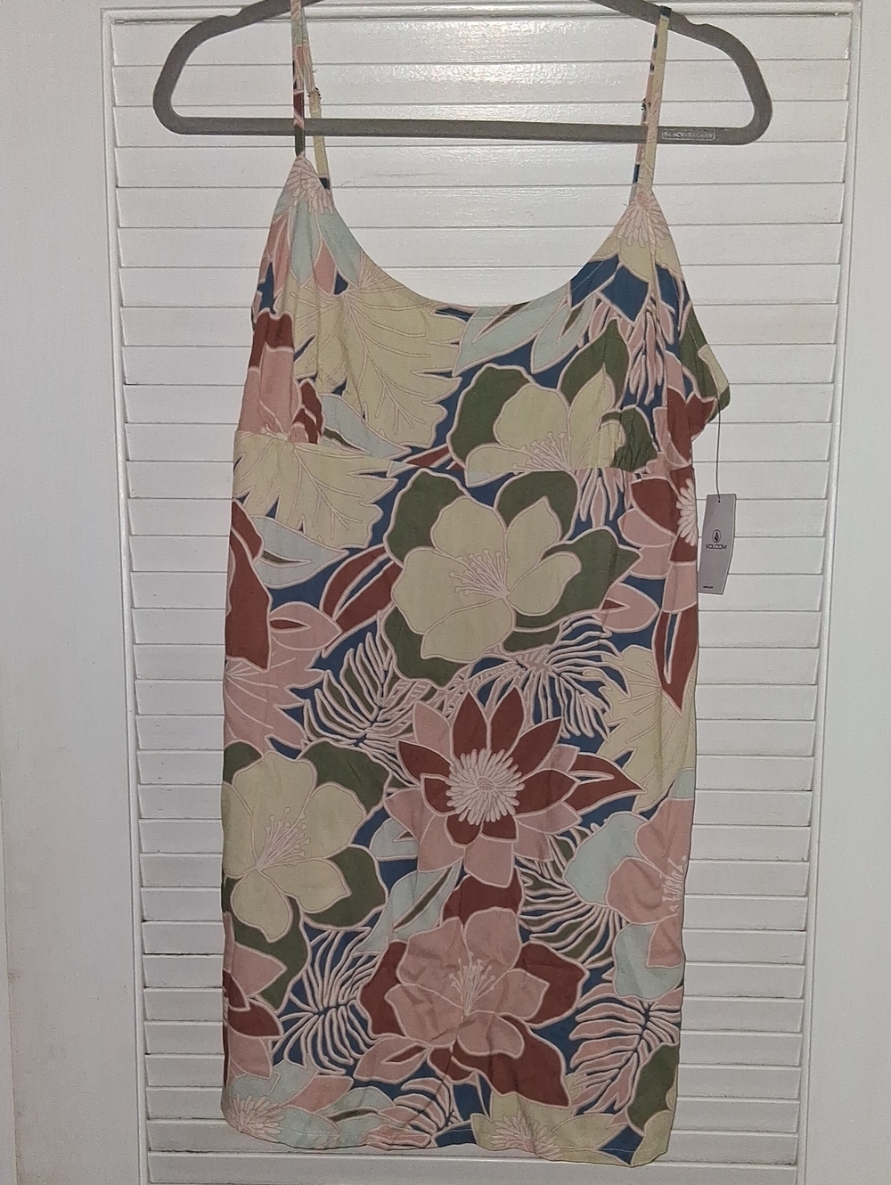 Volcom Floral Slip Dress - Blue, Green & Pink Size Large